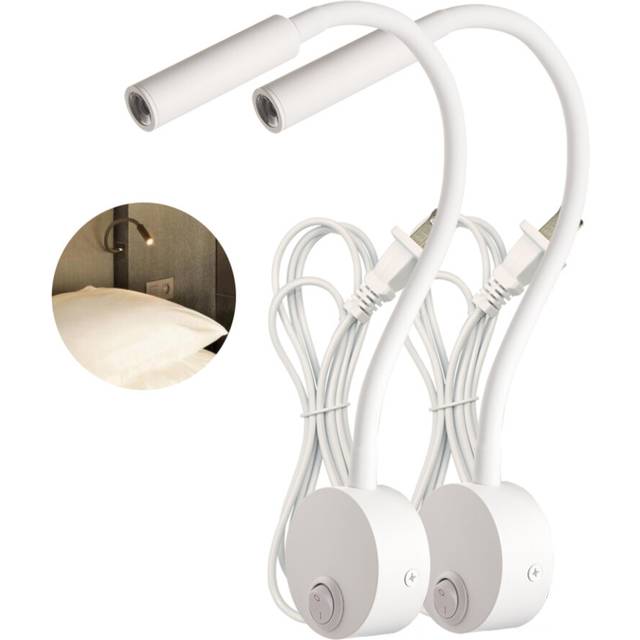 2pcs Hotel Sconces Wall Lmap 3W Reading Lamp White Silver Black Flexible long arm adjustable bedside lights