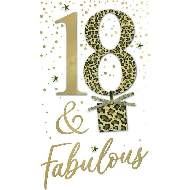 Female 18th Birthday Card Embellished Leopard Print Champagne Greeting Card