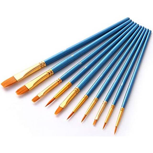 Paint Brushes 10 Pieces Set, Professional Fine Tip Paint Brush Set Round Pointed Tip Nylon Hair artist acrylic brush for Acrylic Watercolor Oil P