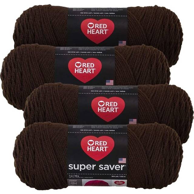 Red Heart Super Saver Yarn 4-Pack of 7oz Skeins coffee