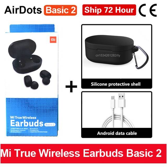 (a-Basic 2 Cable Black) Global Version Xiaomi Redmi Airdots 2 TWS Wireless Bluetooth 5.0 Earphone Mi True Wireless Earbuds Basic 2 Auto Link TWSEJ061L
