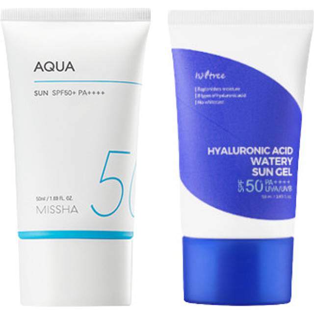 Isntree - Hyaluronic Acid Watery Sun Gel SPF50+ PA++++ - 50ml X MISSHA - All-Around Safe Block Aqua Sun SPF50+ PA++++ - 50ml Set