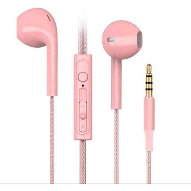 (a-Pink) Quad-core Stereo 3.5mm Wired Headphones In-ear Earphones With Mic High Bass Earbuds For IOS Android Phone Wire Stereo Headset