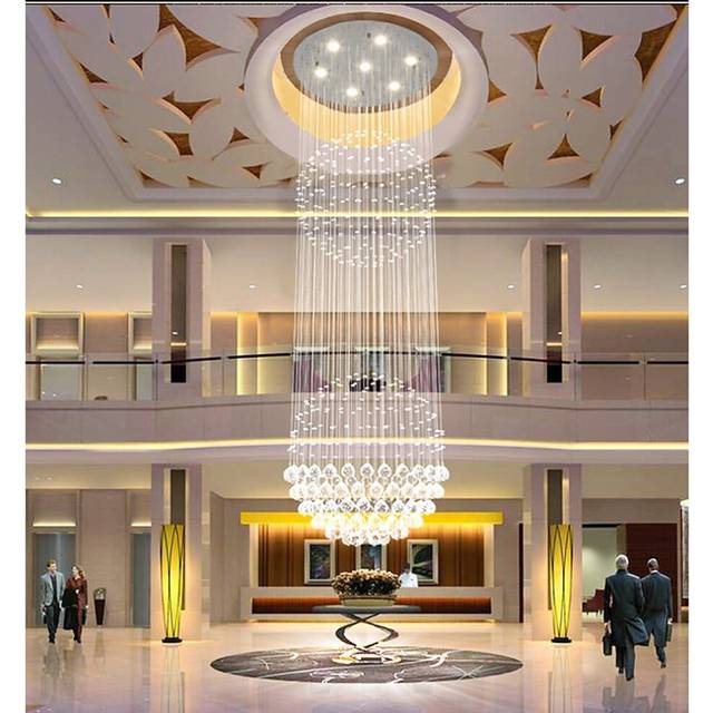 Crystal Chandelier Ceiling Light Globular LED Round Illumination Ceiling Pendant Light Luxury Design For Deco Interior Dining Room Living Room Hotel