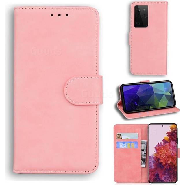 (Pink) For Samsung S20 Ultra 5G Wallet Case PU Leather Wallet Flip Phone Case