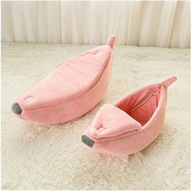 Banana Pet Cat Bed Warmer Soft Cat House Sofa Sleeping Playing Resting Bed