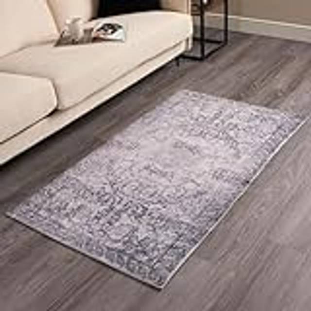 Vintage Rug Large Living Room For Bedroom Floor Area - Grey - 80cm x 150cm