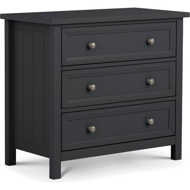 Maine - 3 Drawer Chest - Dark Grey - Wooden - Happy Beds - Anthracite