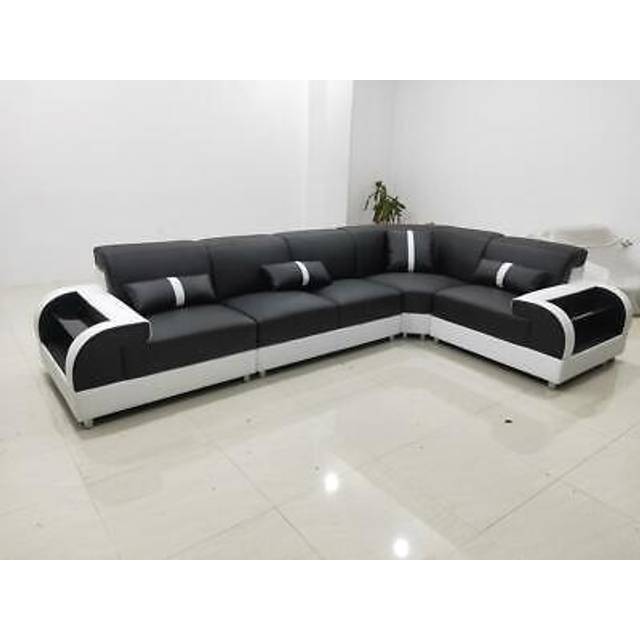 Leather sofa l shape couch living area corner sofa set design modern sofa usb