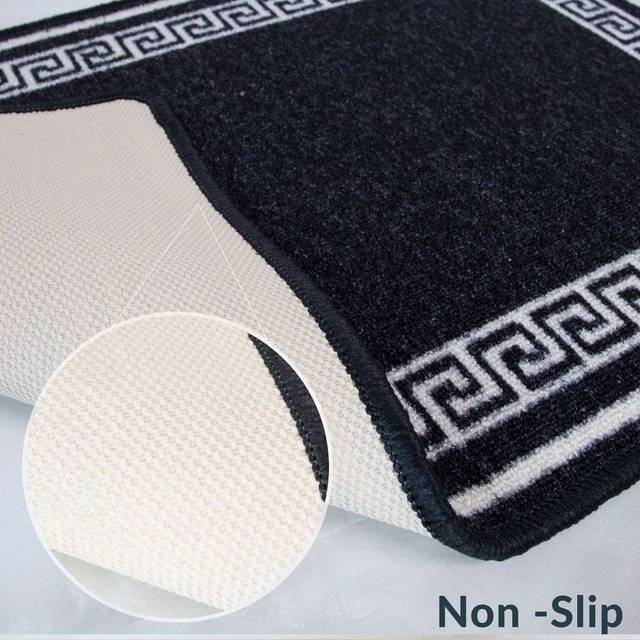 Black Border Hardwearing kitchen Rug - Luna - 50cm x 80cm