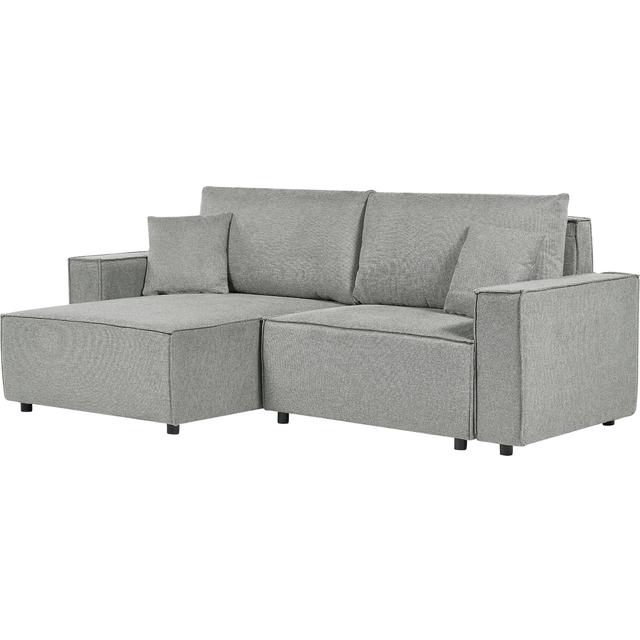 Right Hand Fabric Corner Sofa Bed with Storage Grey KARILA
