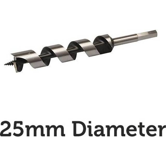 25mm x 235mm Long Hardened Steel Auger Drill Bit Hex Shank Shaft Woodwork Timber