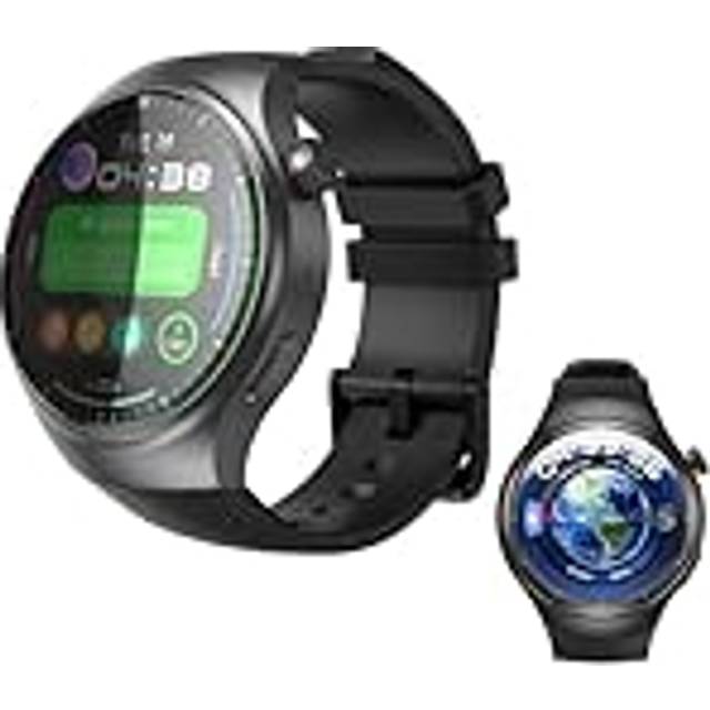 Zephyrion 4G Android smartwatch telefon GPS sportklocka, realtidsnavigering, 2 GB RAM 16 GB ROM, 1,43 tum AMOLED pekskärm fitness aktivitetsmätare med puls WiFi/SIM (svart)
