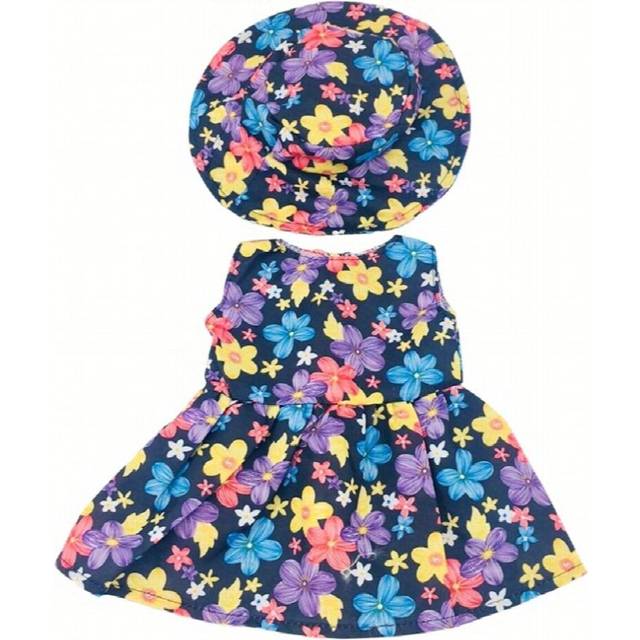 Doll Clothes Accessories Flower Dress With Hats Doll Dress Doll Clothes Outfits Fit For American 18inch Doll Baby Dolls Bitty 15inch Baby Doll not Inc