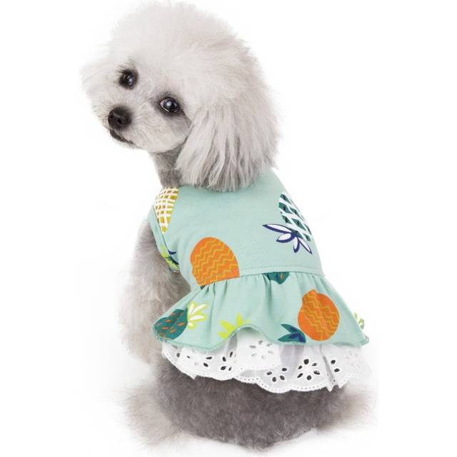 (Green, S) Pattern Pet Skirt Spring And Summer Cat And Dog Clothes