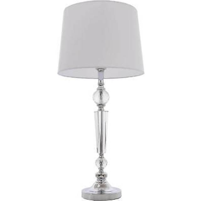 Cosmo - Charlotte Table Lamp With Round Tapered Shade Silver, E27