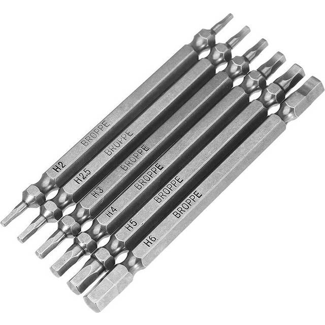 6pcs Double Hex Head Magnetic Screwdriver Bits H2-H6 100mm Long 1/4 Inch Hex Shank