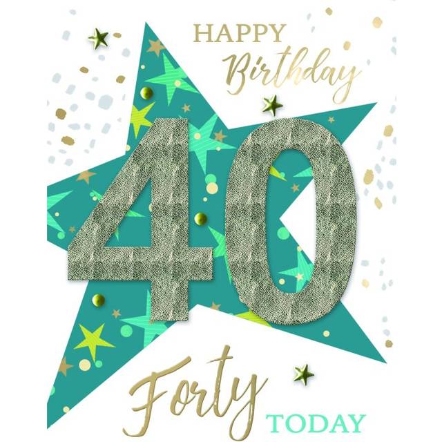 Male 40th Birthday Card Embellished Forty Today Star Champagne Greeting Card