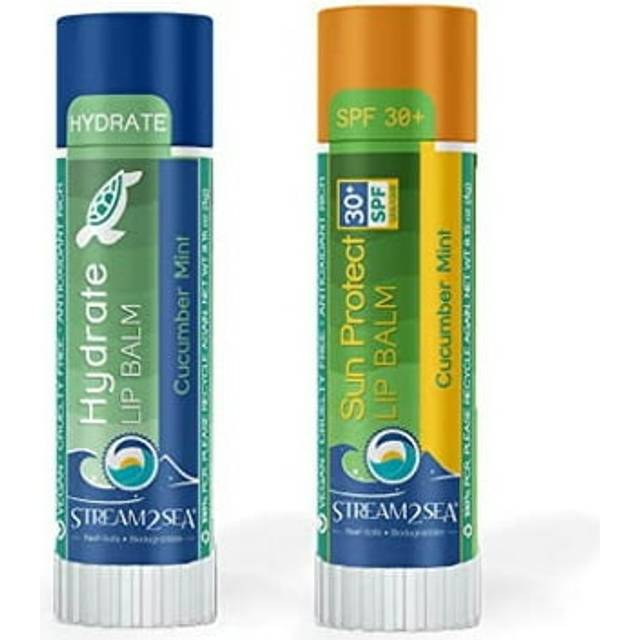 STREAM 2 SEA Cucumber Mint Lip Balm Set  Reef Safe SPF 30 and Hydrate Organic Lip Balms  Moisturizing Indoor + Sun Protect Outdoor Lip Balm For Beach