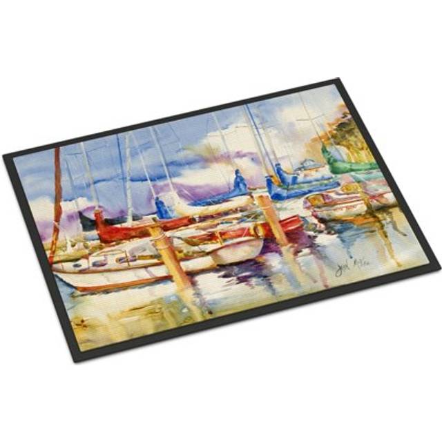"""""Caroline's Treasures End Stall Sailboats Indoor or Outdoor Mat  18"""""""" x 27""""""""  Multicolor"""""