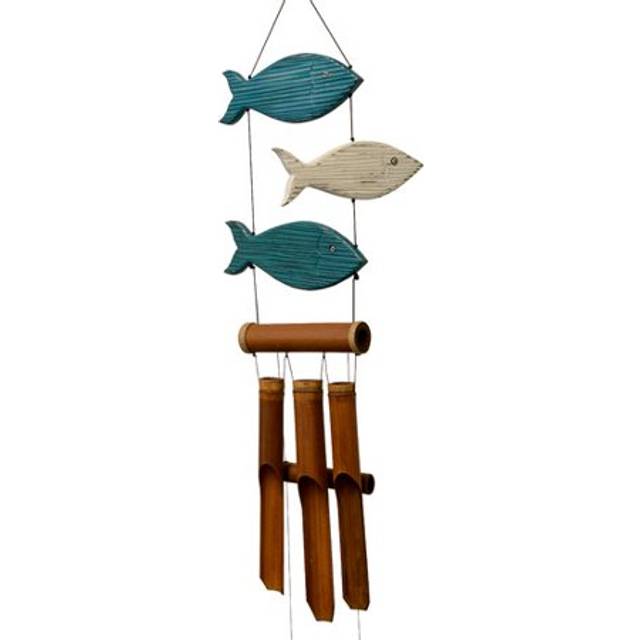 cohasset gifts 195 cohasset Fun Fish Bamboo Wind chime  Blue & White D