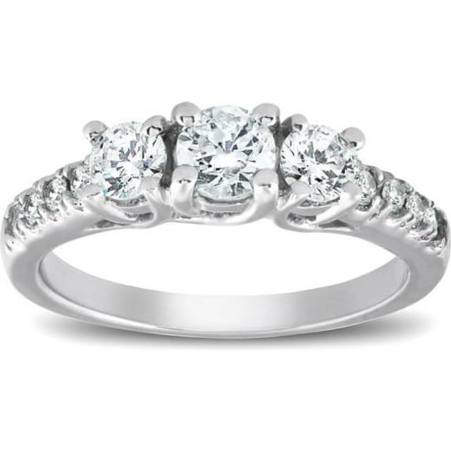 G/vs 1/4ct Three Stone 100% Diamond Engagement Ring 14k White Gold Lab Grown