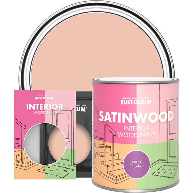 Rust-Oleum Interior Wood Paint, Satinwood - Coral - 750ml - Pink