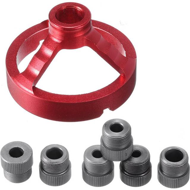 5/6/7/8/9/10mm Drill Guide Vertical Drilling Fixture Aluminum Alloy Straight Corner Round V Drill Punch Locator Woodworking Tool - Red