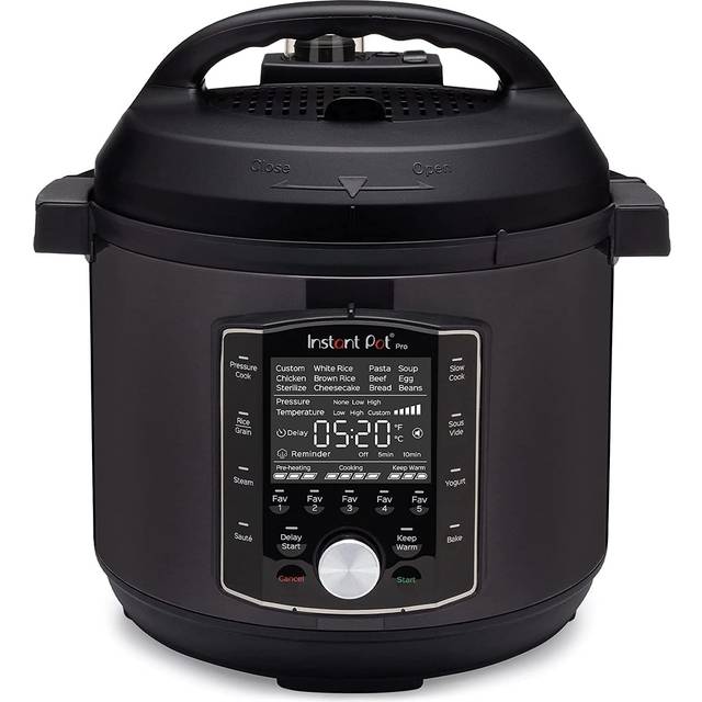 Instant Pot Pro 10-i-1 elektrisk multikokare 1200 W, 7,6 l – tryckkokare, slow cooker, riskokare, ångkokare, stekpanna, sterilisator, yoghurtberedare, sous vide-enhet – svart rostfritt stål