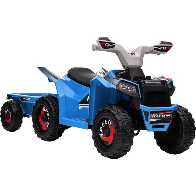 HOMCOM Electric Quad Bike, 6V Kids Ride-on Atv With Back Trailer - Blue, Blue
