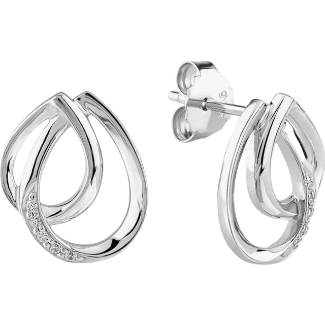 Rosa Lea Pave Intertwined Pears Stud Earrings BJ-E3187C - Silver