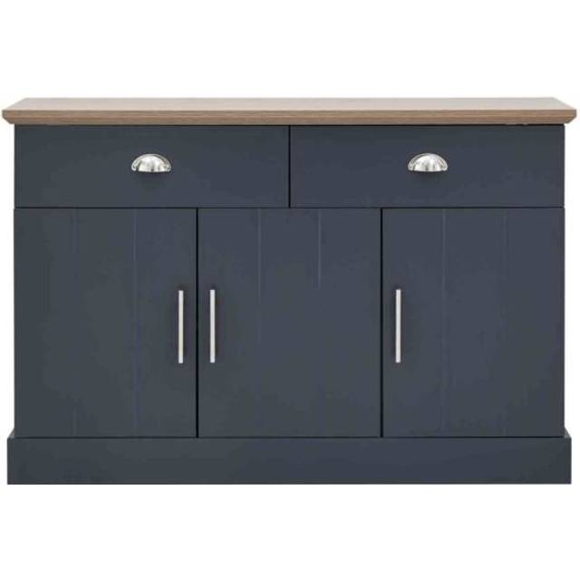 GFW Kendal 3 Door 2 Drawer Slate Blue Large Sideboard - 39 x 117 x 77cm