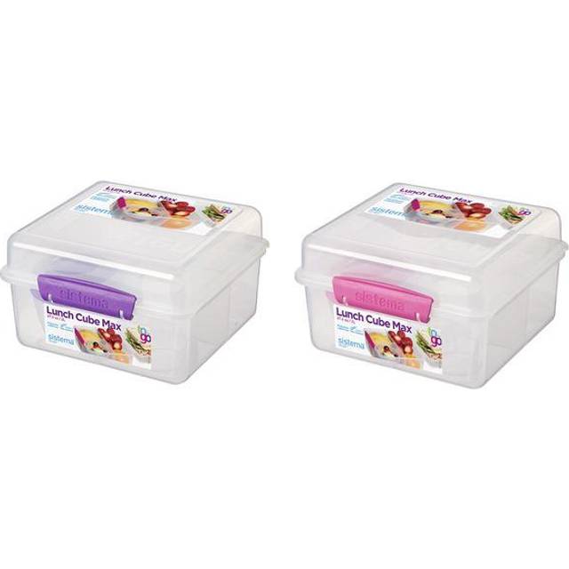Sistema Lunch Cube Max To Go with Yoghurt Pot, 2 L - Assorted Colours