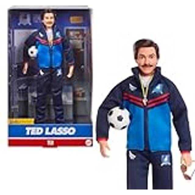 Barbie Signature-docka, Ted Lasso klädd i ikonisk blå AFC Richmond-träningsoverall med pilotglasögon, samlarföremål med utställningsförpackning, HJW91