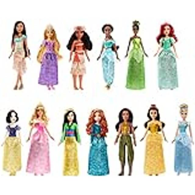 Mattel Disney Princess-leksaker, 13 prinsessmodedockor med glittrande kläder och accessoarer inspirerade av Disneyfilmer, presenter till barn HPG74