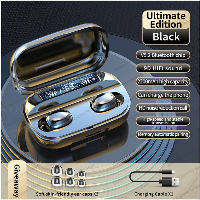 (a-E) T6 Wireless Headphones TWS Bluetooth 5.0 Headsets Noise Canceling Earphone With Microphone Sports Handsfree Earbuds For iPhone