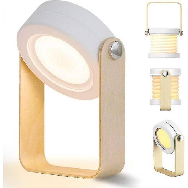Dimmable Led Touch Bedside Lamp Vintage Desk Lamp With Wooden Handle 3 Brightness Levels