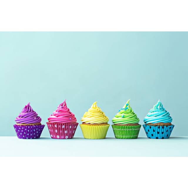 Colourful Cupcakes by Ruthblack - Wrapped Canvas Photograph (20cm H x 30cm W x 3.8cm D)