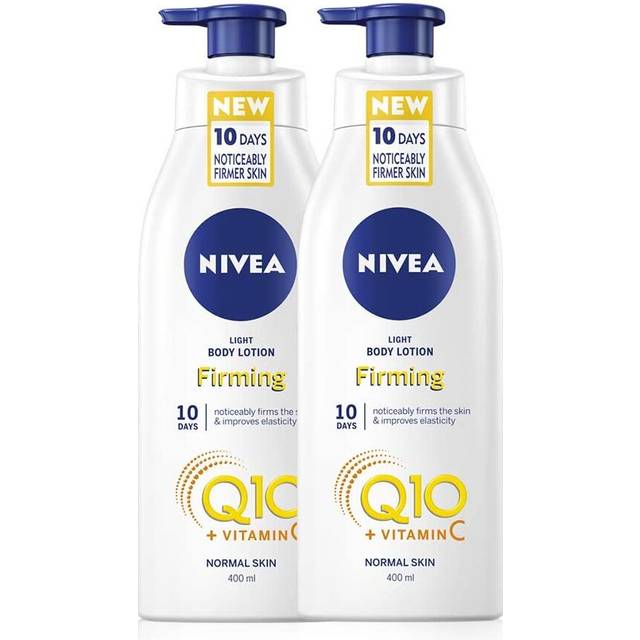 NIVEA Light Firming Body Lotion Q10 + Vitamin C Pack of 2 (2 x 400ml), Nourishing Firming Cream with Q10 & Vitamin C, NIVEA Soft Moisturising Cream