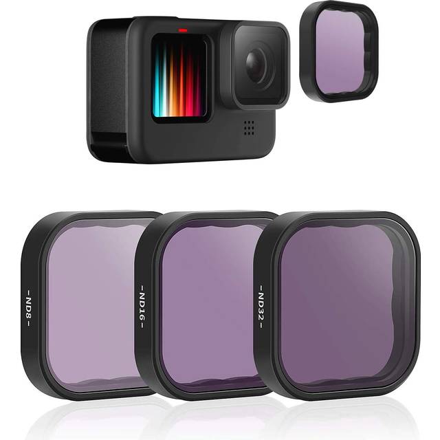 TELESIN Lens Filter ND8 ND16 ND32 Neutral Density Set for GoPro Hero 12 Hero 11 Hero 10 Hero 9 Black Lens Protector for Go Pro 12 11 10 9 Ac