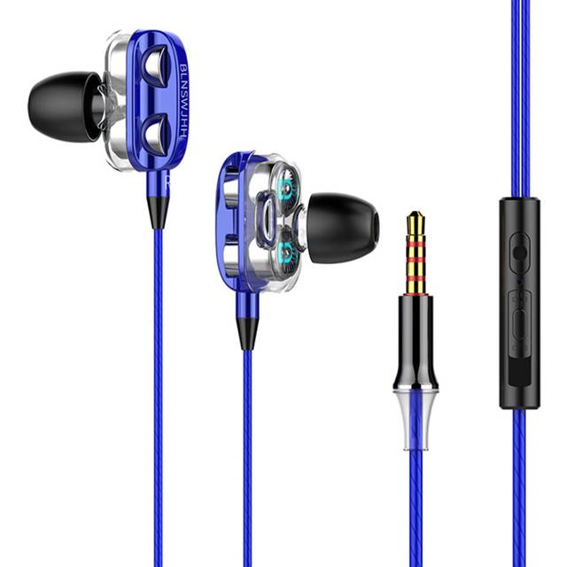 (a-blue) A4 In-Ear Headphone 3.5mm Plug Ergonomic Wired Earphones with Mic Earbuds Music Sports Headset