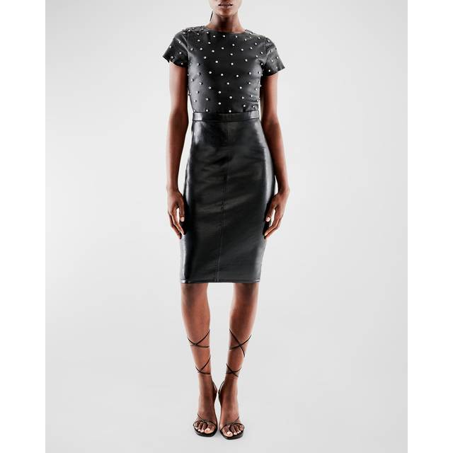 Port Elizabeth Recycled Leather Pencil Skirt - BLACK - Large