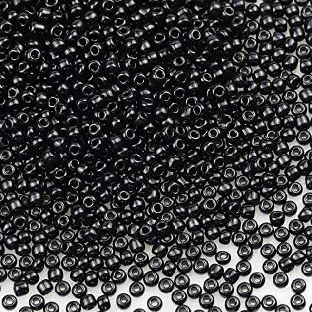 Bala&Fillic Opaque Black Color 3mm Seed Beads About 3600pcs/100Grams in Bag, 8/0 Glass Craft Beads for Making Bracelet and Necklace (Black)