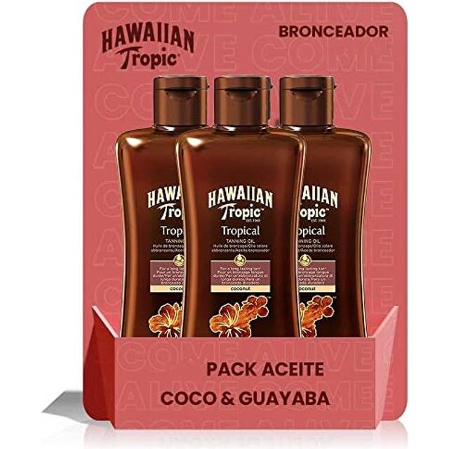 Tanning Oil SPF 0 - Unprotected Sun Tanning Oil, Skin Tanning Accelerator, Tropical Fragrance, Pack 3 Units x 200 ml