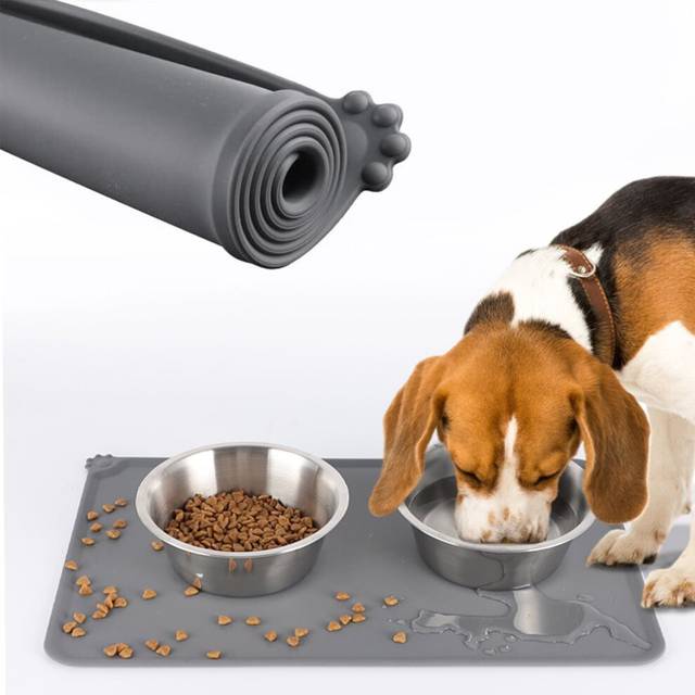 Waterproof Pet Food Mat Silicone Dog Placemat Bowl Pad Puppy Kitten Feeding Mat Solid Food Mat for Floor Large Washable