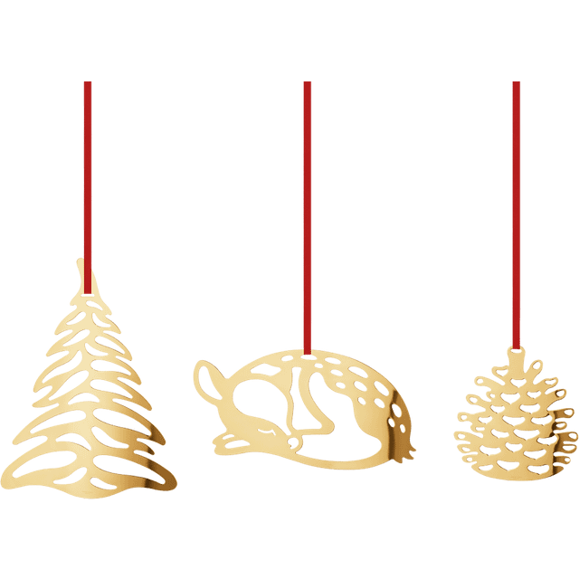 Georg Jensen Christmas Collectibles Gold Juletræspynt 23cm 3stk