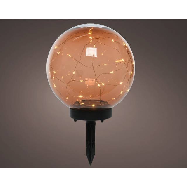 Solar Garden Stake Light Amber Globe Warm White LED Light 30cm