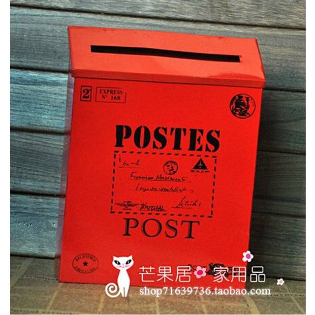 (red, 02) Countryside Mailbox Small Suggestion Box Iron Sheet Mailbox
