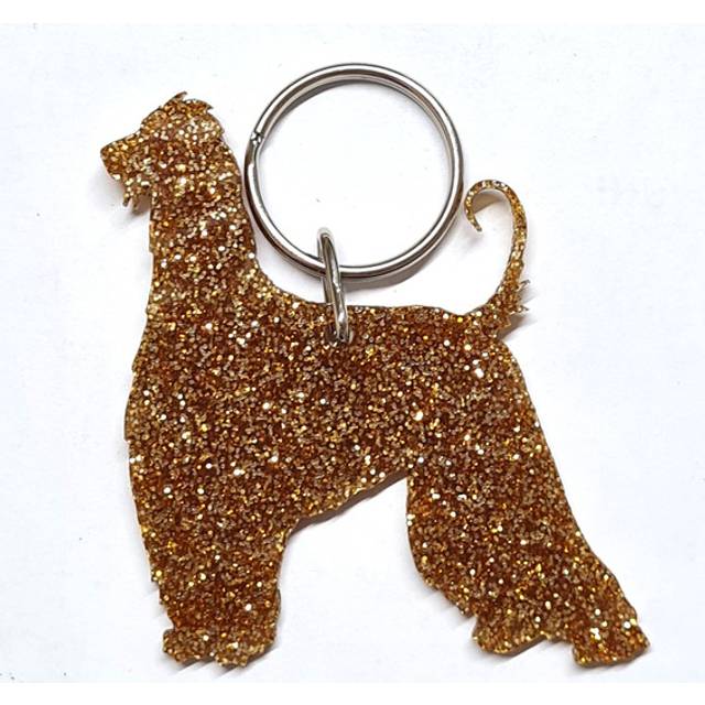 Glitter Afghan Hound Keyring - Yellow