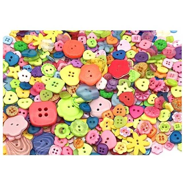 Craft Buttons,Multi Coloured Buttons, Assorted Buttons for Crafts, 600Pcs Colorful Multi-Shaped Buttons for All Craft Activities(1-3CM)